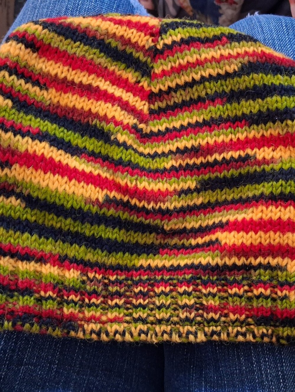Yak N Yeti Striped Knit Beanie Hat - Multicolor 100% Wool